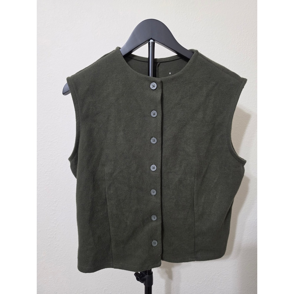A New Day Olive Green Button Down Knit Vest Large NWT 018 01 6611